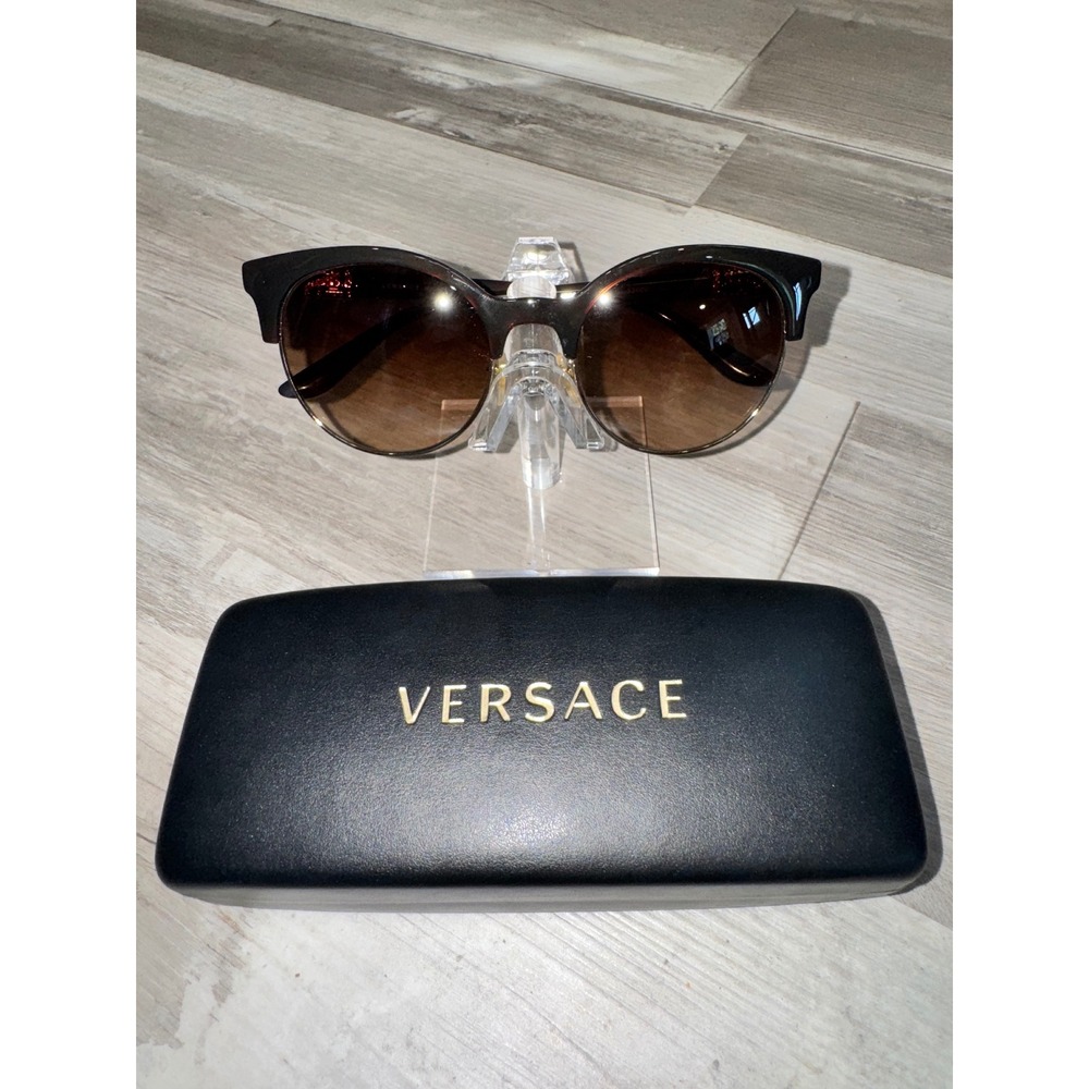 Versace Sunglasses Women Dark Havana Gold Crystal Greca MOD 4326-B 53mm